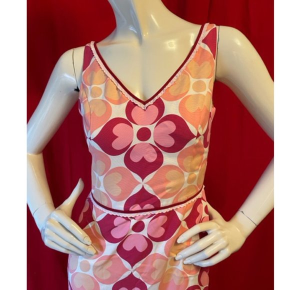 Anthropologie Beth Bowley Size 4 Pink Silk Blend Geometric Floral Print Dress - Picture 3 of 5